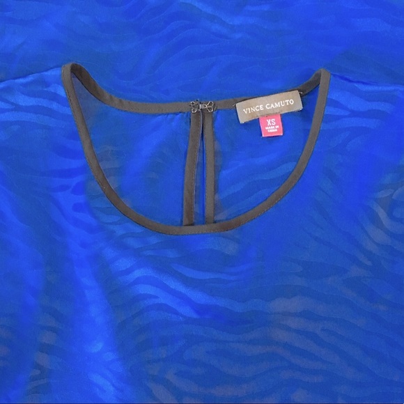 Vince Camuto Royal Blue With Black Trim Blouse - Picture 7 of 7